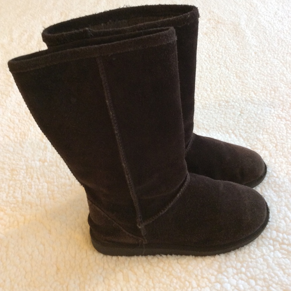 Suede boots faux fur lining rich brown womens 8